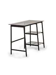 Julian Bowen Smoked Glass and Black Chicago Desk - Image 4 of 5