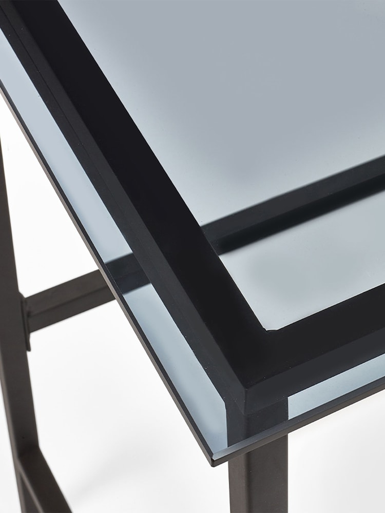 Julian Bowen Smoked Glass and Black Chicago Desk - Image 5 of 5
