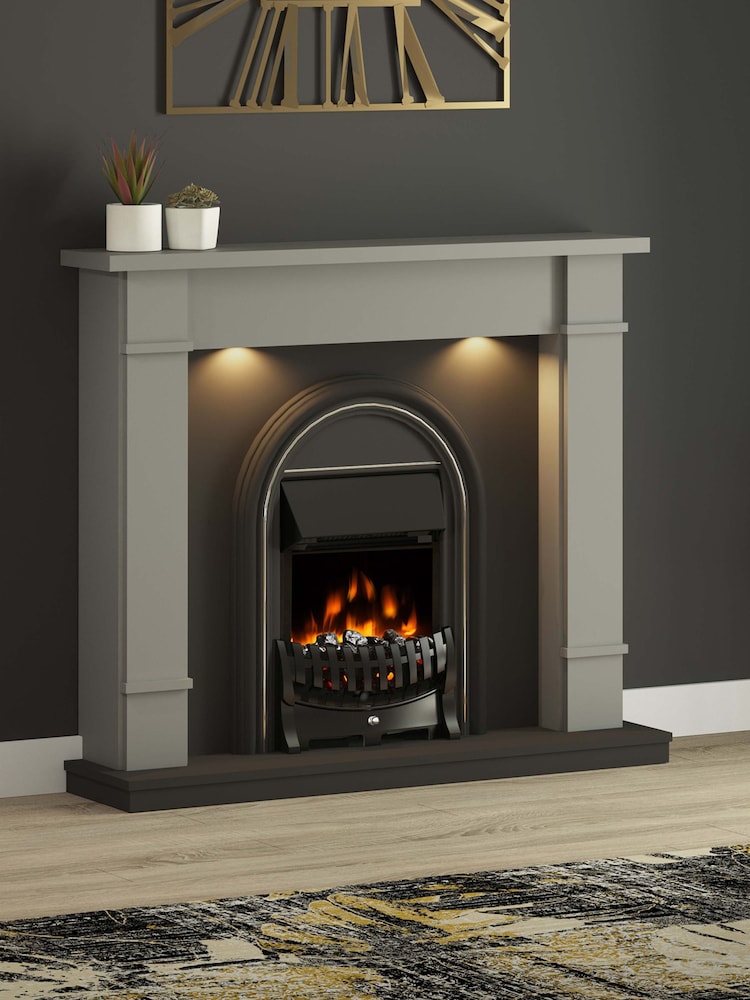 Be Modern Dark Grey Broadwell Timber Electric Fireplace - Image 1 of 6