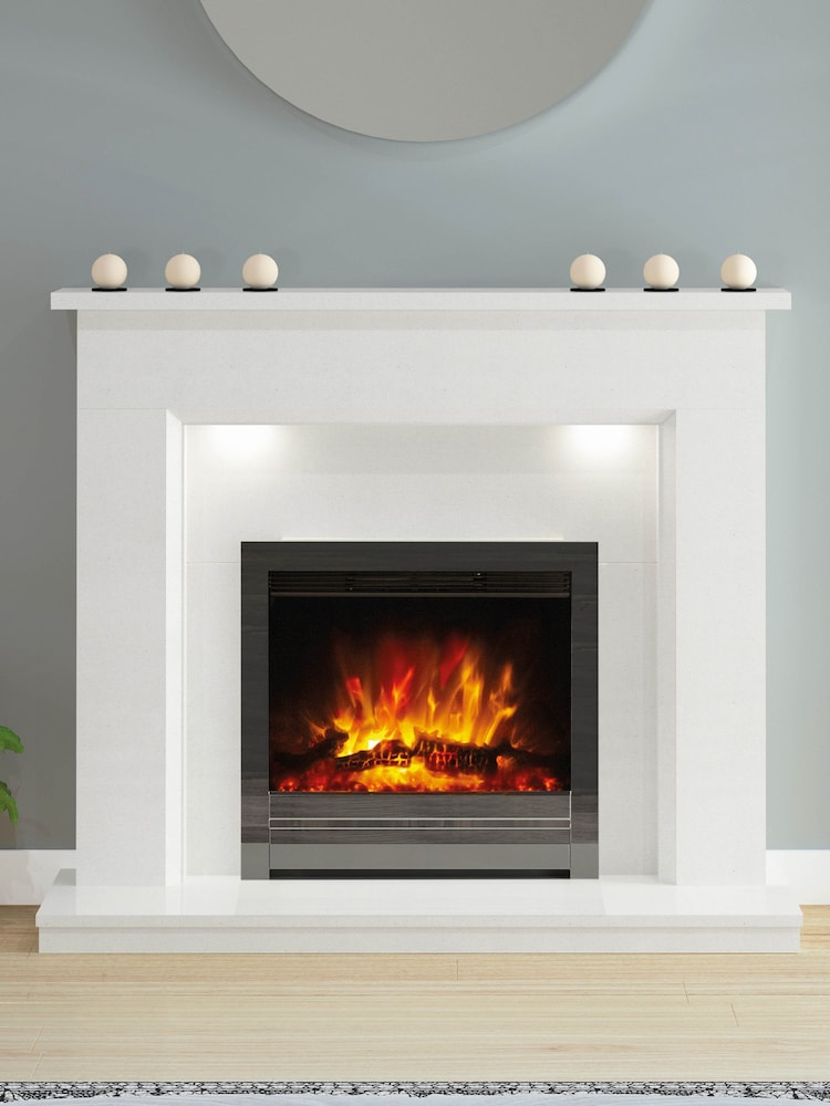 Be Modern White Madalyn Micro Marble Electric Fireplace - Image 1 of 5