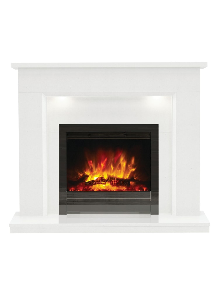 Be Modern White Madalyn Micro Marble Electric Fireplace - Image 2 of 5