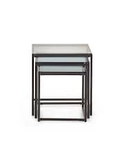 Julian Bowen Smoked Glass and Black Chicago Nest of 3 Tables Smoked Glass - Image 3 of 4