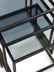 Julian Bowen Smoked Glass and Black Chicago Nest of 3 Tables Smoked Glass - Image 4 of 4