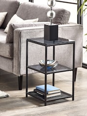 Julian Bowen Smoked Glass and Black Chicago Tall Narrow Side Table Smoked Glass - Image 1 of 4