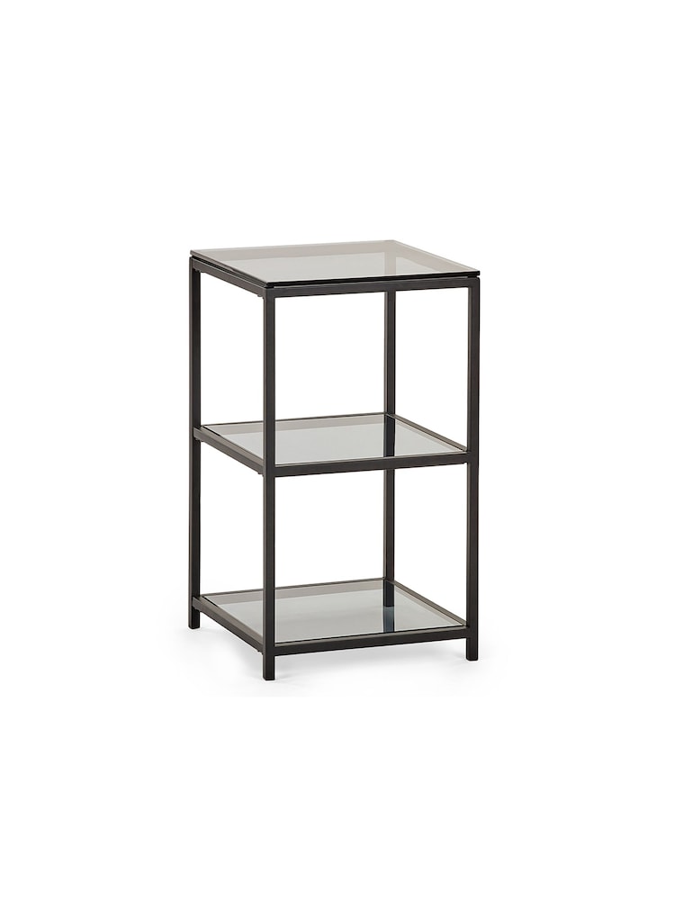 Julian Bowen Smoked Glass and Black Chicago Tall Narrow Side Table Smoked Glass - Image 2 of 4
