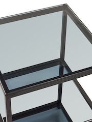 Julian Bowen Smoked Glass and Black Chicago Tall Narrow Side Table Smoked Glass - Image 4 of 4
