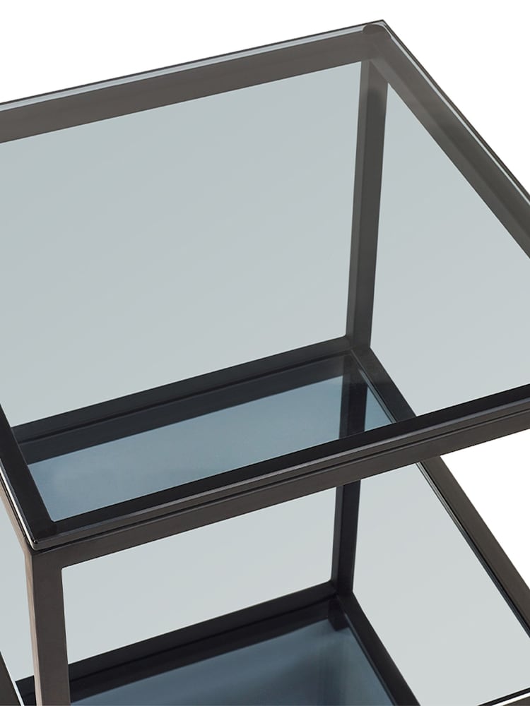 Julian Bowen Smoked Glass and Black Chicago Tall Narrow Side Table Smoked Glass - Image 4 of 4