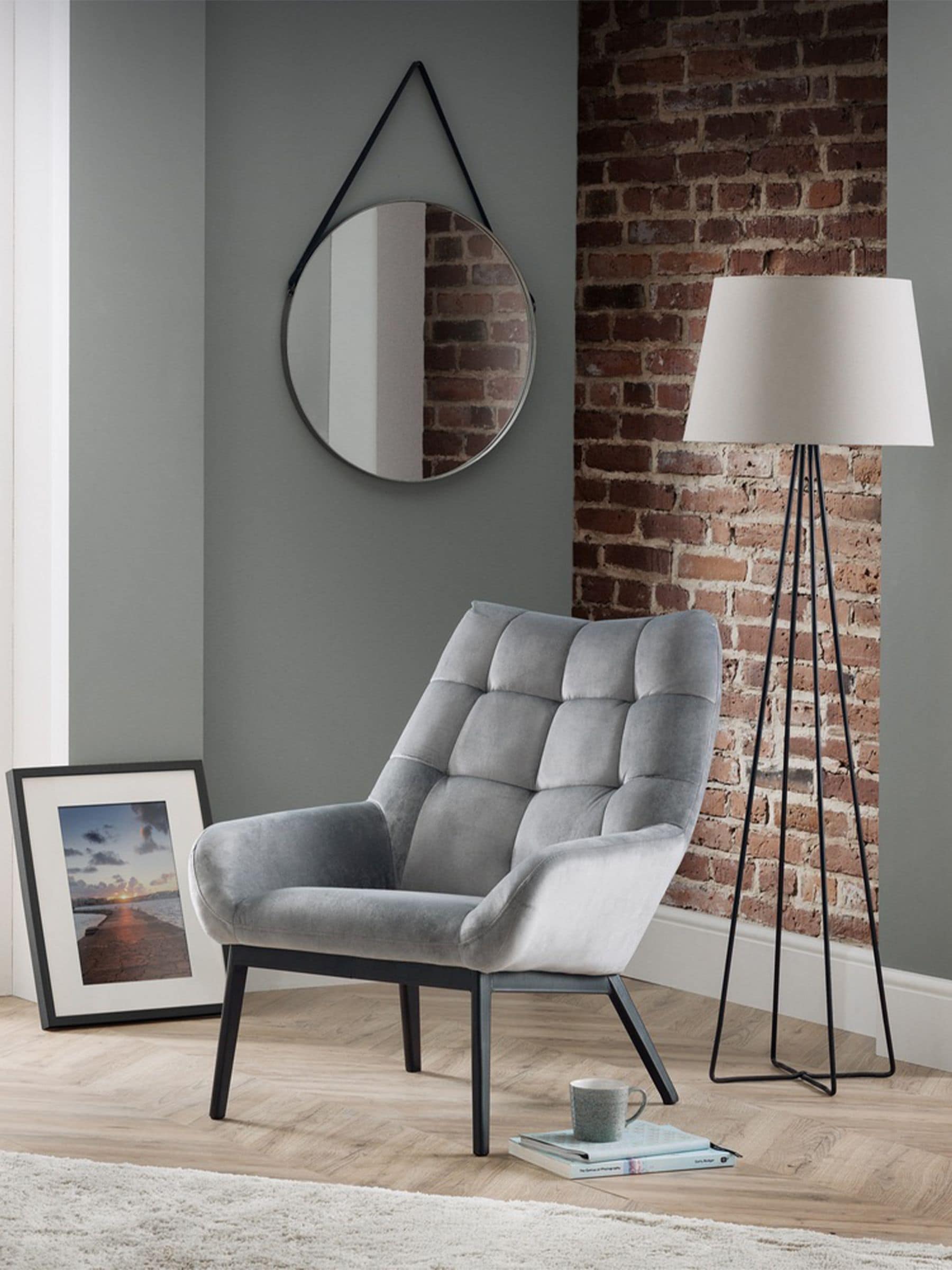 Julian Bowen Unisex Grey Lucerne Velvet Chair