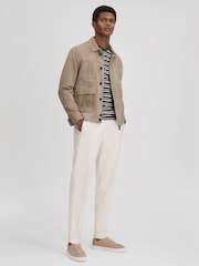 Reiss Stone Finley Nubuck Leather Lace-Up Trainers - Image 2 of 5
