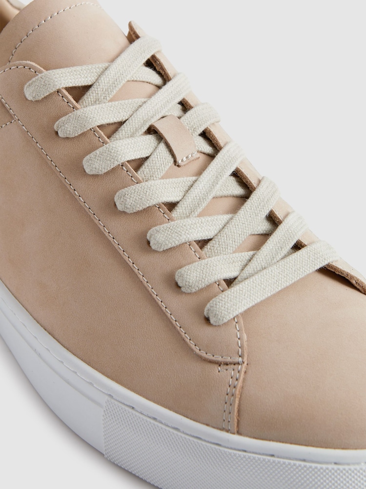Reiss Stone Finley Nubuck Leather Lace-Up Trainers - Image 5 of 5