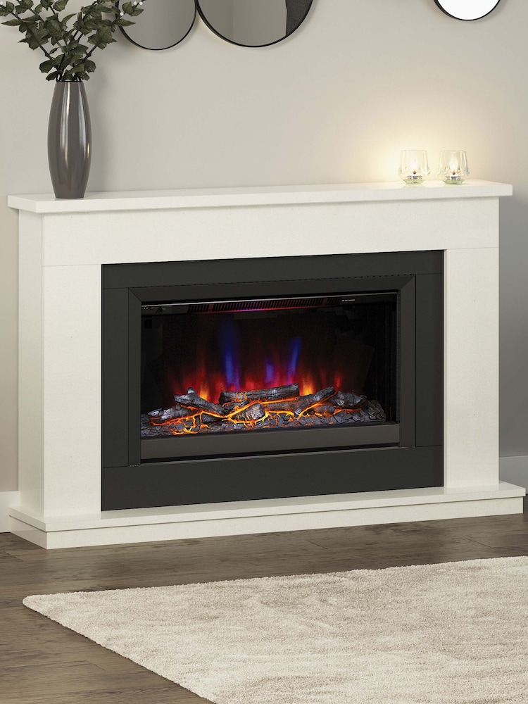 Be Modern White Carter 52 Micro Marble Electric Fireplace - Image 1 of 5
