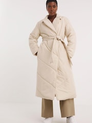 JD Williams Cream Padded Robe Coat - Image 1 of 4