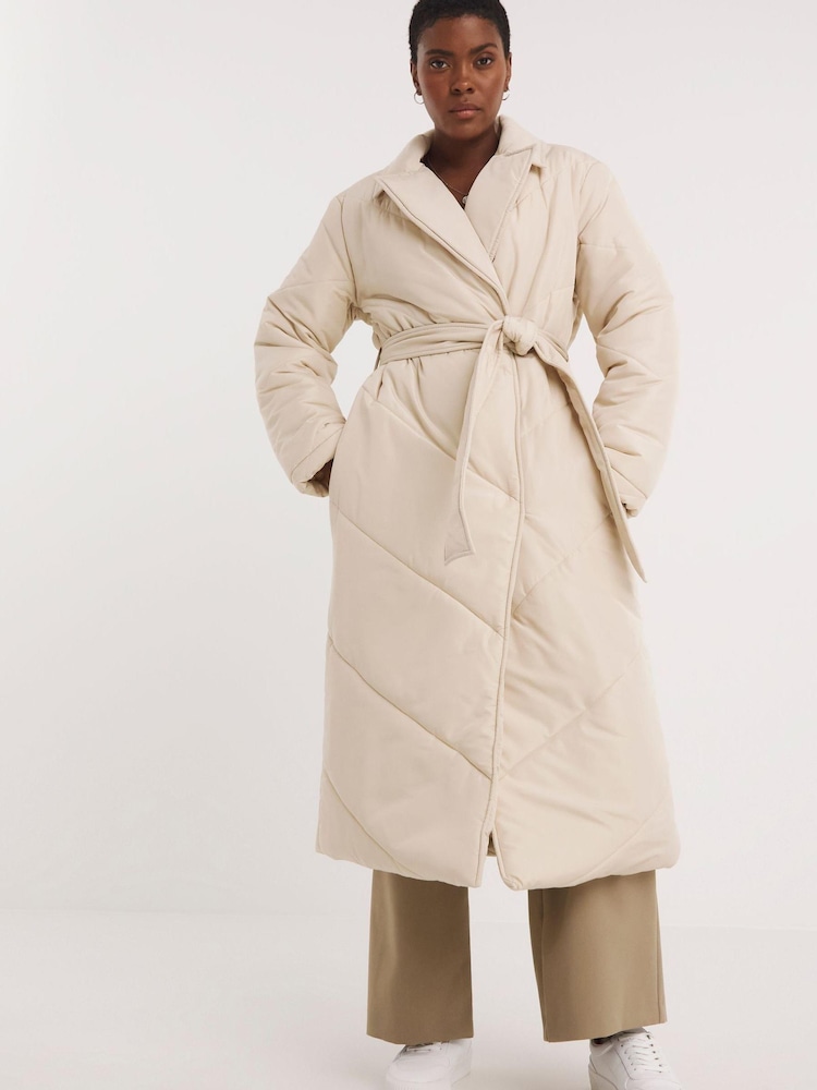 JD Williams Cream Padded Robe Coat - Image 1 of 4