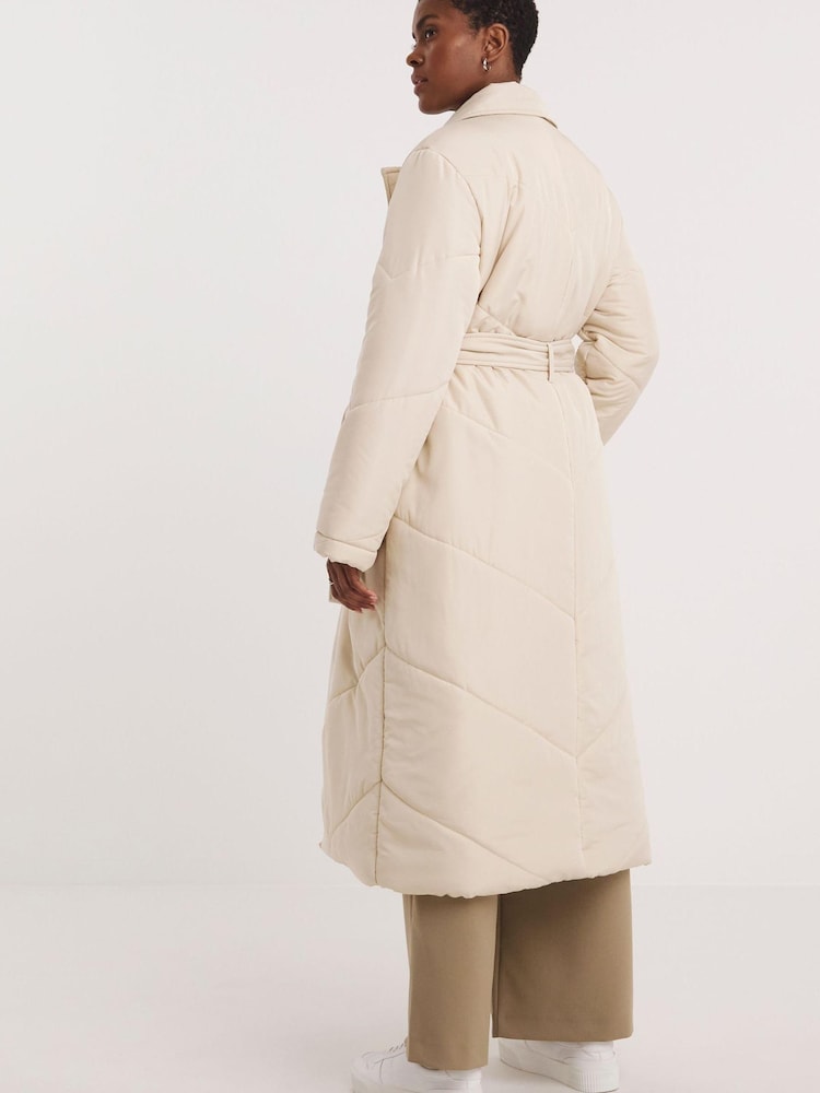 JD Williams Cream Padded Robe Coat - Image 2 of 4