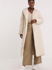JD Williams Cream Padded Robe Coat - Image 3 of 4