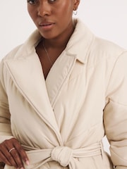 JD Williams Cream Padded Robe Coat - Image 4 of 4