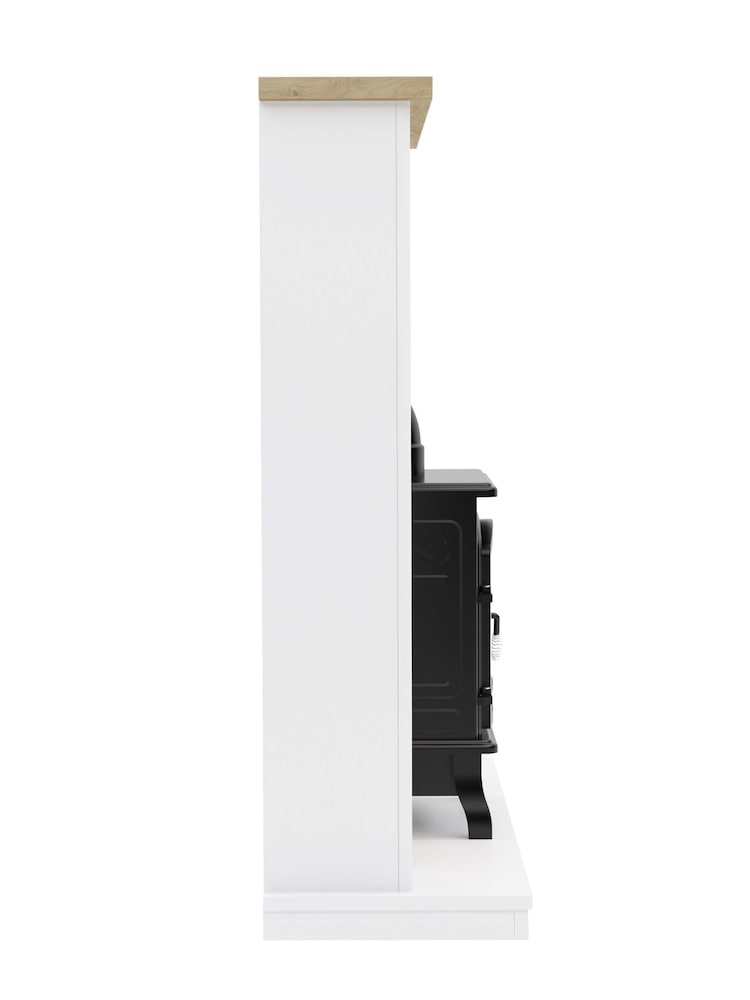 Be Modern White Sennen 54 Timber Inglenook Herringbone Electric Fireplace - Image 5 of 5