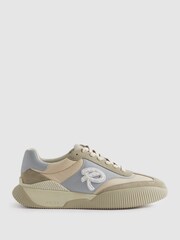 Reiss Blue Casper Leather Colourblock Running Trainers - Image 1 of 5