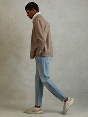Reiss Blue Casper Leather Colourblock Running Trainers - Image 2 of 5