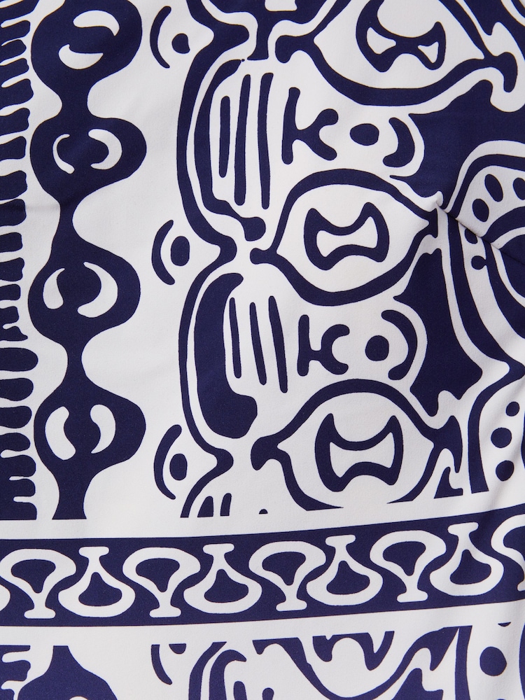 Reiss Navy/White Olivia Printed One-Shoulder Swimsuit - Image 6 of 6