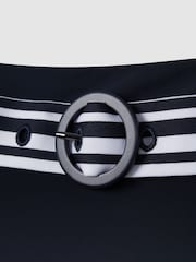 Reiss Navy/White Jessica High Rise Belted Bikini Bottoms - Image 5 of 5
