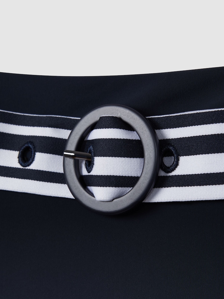 Reiss Navy/White Jessica High Rise Belted Bikini Bottoms - Image 5 of 5