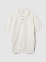 Reiss White Pascoe Textured Modal Blend Polo Shirt - Image 2 of 7