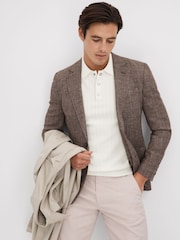 Reiss White Pascoe Textured Modal Blend Polo Shirt - Image 6 of 7