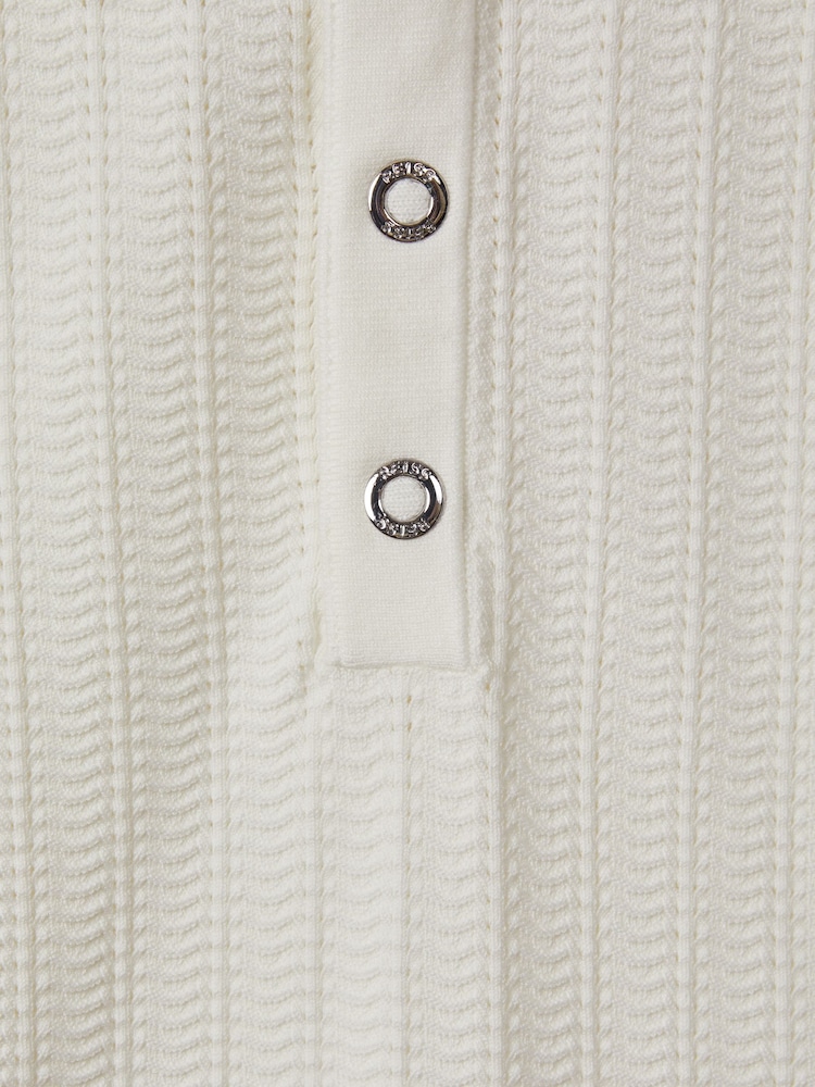 Reiss White Pascoe Textured Modal Blend Polo Shirt - Image 7 of 7