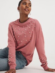 JD Williams Pink Rose Beaded Sweater - Image 1 of 4