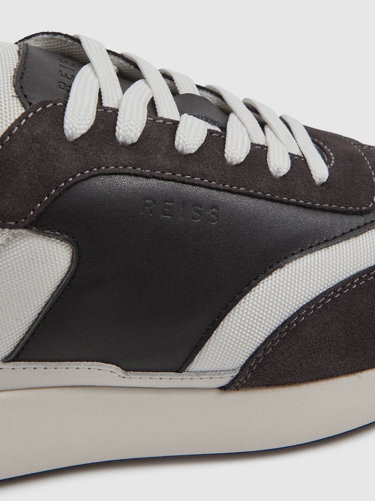 Reiss Charcoal Emmett Leather Suede Running Trainers - Image 5 of 5