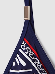 Reiss Navy/Red Mia Printed Triangle Bikini Top - Image 4 of 5