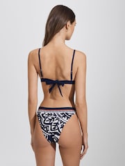 Reiss Navy/Red Mia Printed Triangle Bikini Top - Image 5 of 5