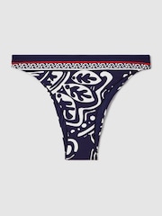 Reiss Navy/Red Mia Printed High-Cut Bikini Bottoms - Image 2 of 5
