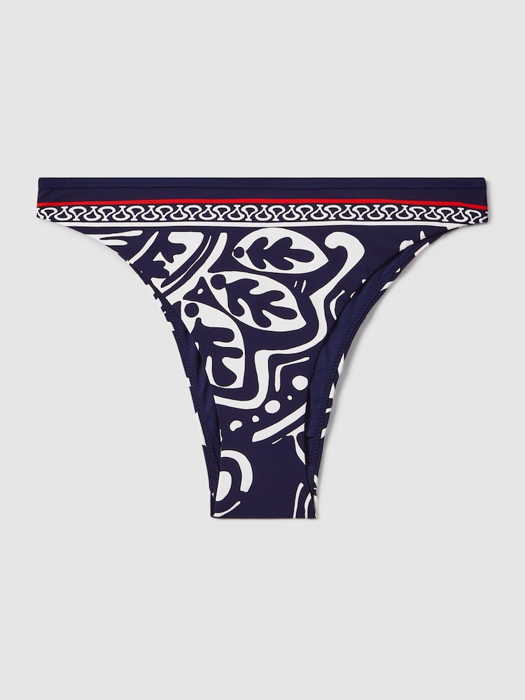 Reiss Navy/Red Mia Printed High-Cut Bikini Bottoms - Image 2 of 5