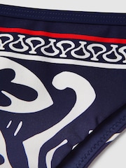 Reiss Navy/Red Mia Printed High-Cut Bikini Bottoms - Image 5 of 5