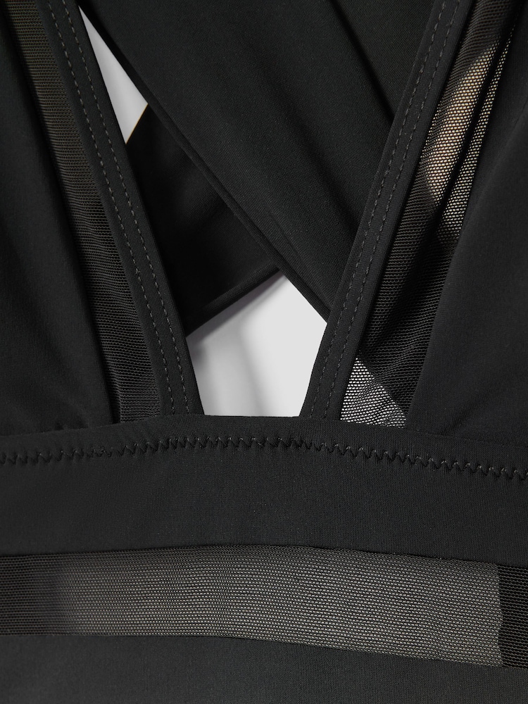 Reiss Black Harper Cross-Back Mesh Swimsuit - Image 6 of 6