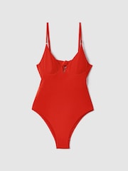 Reiss Red Amber Underwired Tie Back Swimsuit - Image 2 of 5