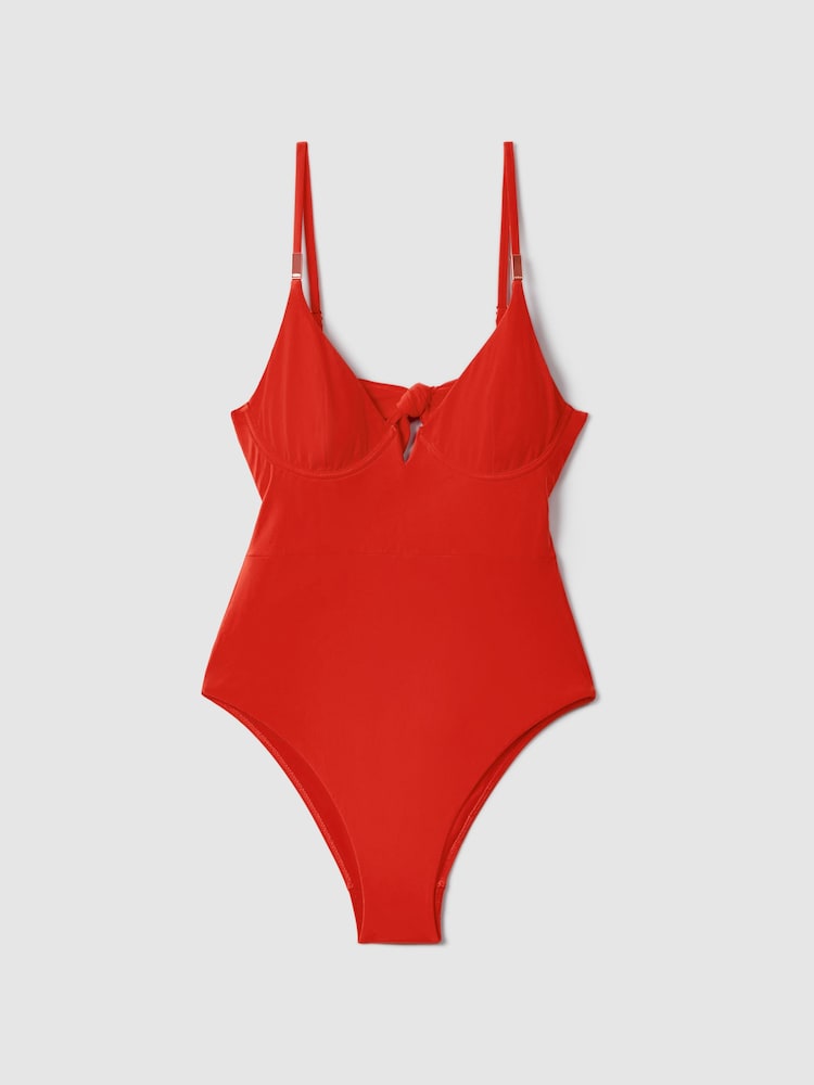 Reiss Red Amber Underwired Tie Back Swimsuit - Image 2 of 5