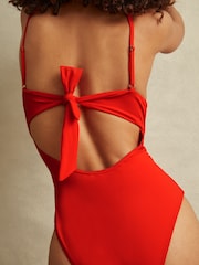 Reiss Red Amber Underwired Tie Back Swimsuit - Image 4 of 5