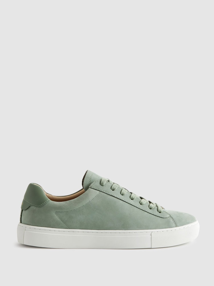 Reiss Sage Finley Nubuck Leather Lace-Up Trainers - Image 1 of 5