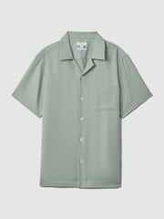 Reiss Pistachio Tokyo Cuban Collar Button-Through Shirt - Image 2 of 6