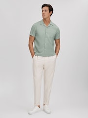 Reiss Pistachio Tokyo Cuban Collar Button-Through Shirt - Image 3 of 6