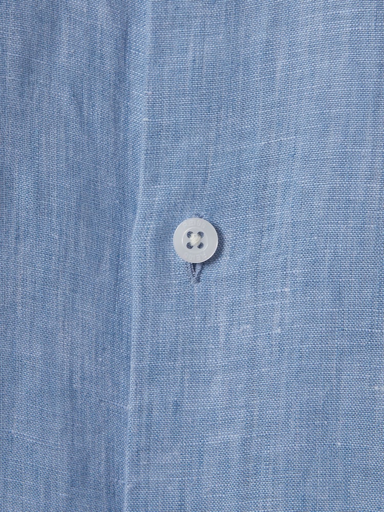 Reiss Sky Blue Ruban 3-9 yrs Striped Linen Cutaway Collar Shirt - Image 4 of 5