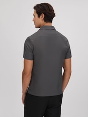 Reiss Charcoal Tokyo Cuban Collar Button-Through Shirt - Image 5 of 5