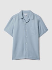 Reiss China Blue Tokyo Cuban Collar Button-Through Shirt - Image 2 of 6