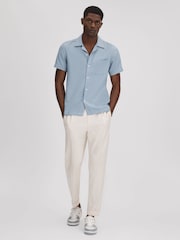 Reiss China Blue Tokyo Cuban Collar Button-Through Shirt - Image 3 of 6