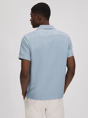 Reiss China Blue Tokyo Cuban Collar Button-Through Shirt - Image 5 of 6
