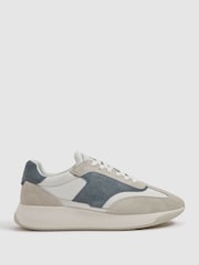 Reiss Airforce Blue Emmett Leather Suede Running Trainers - Image 1 of 5