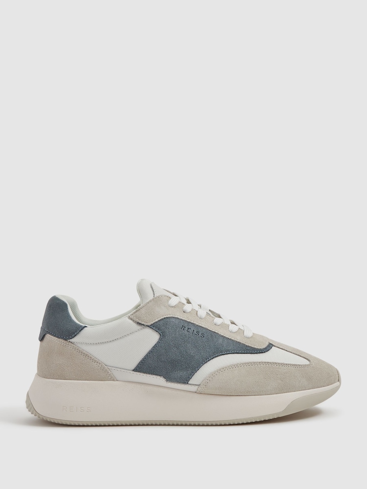Reiss Airforce Blue Emmett Leather Suede Running Trainers - Image 1 of 5